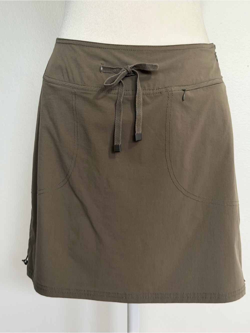GreenTea Olive Drawstring Pocket A-Line Mini